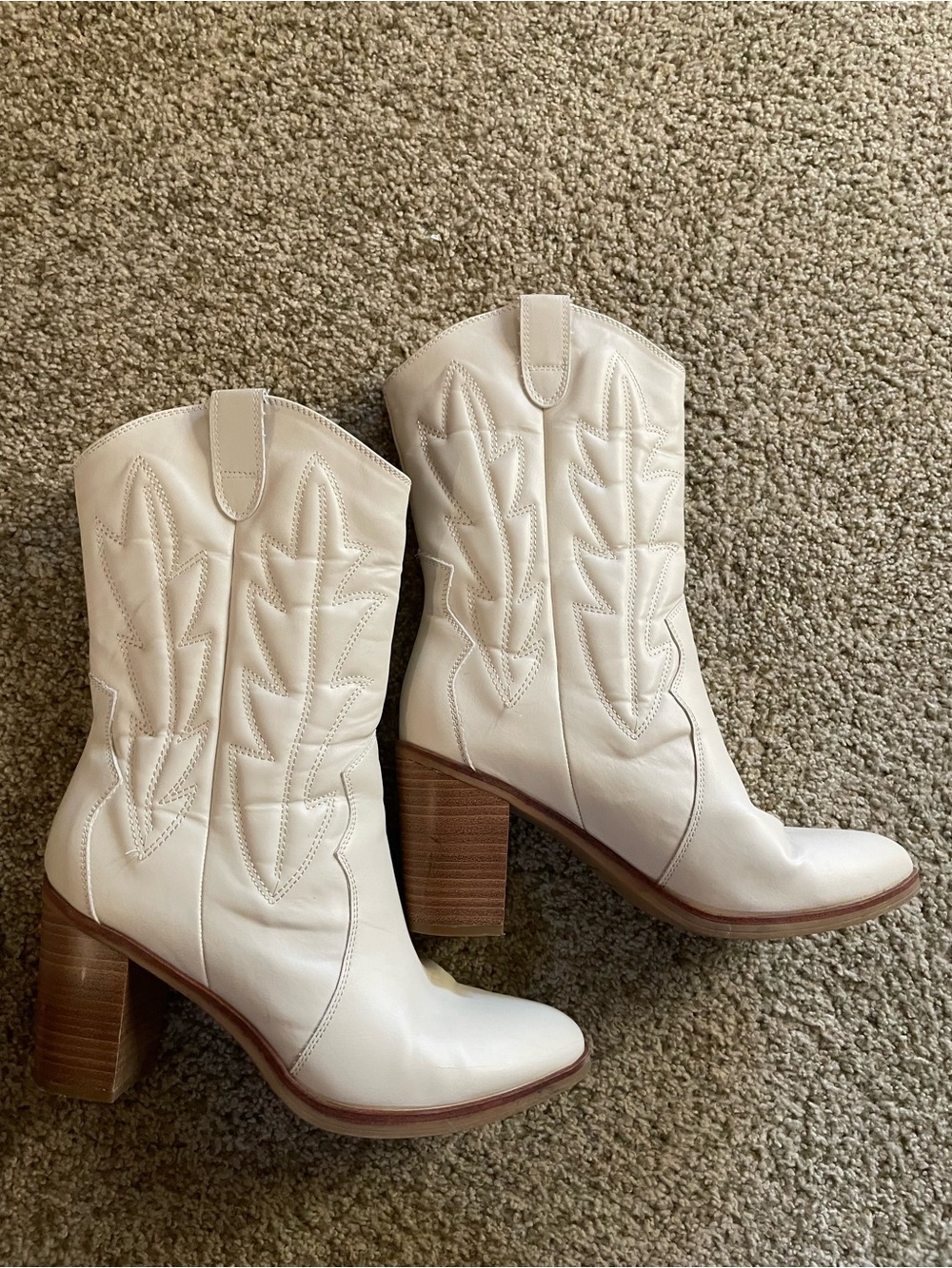 Y2K MIA white Women's Western Block Heel cowboy Boots 9